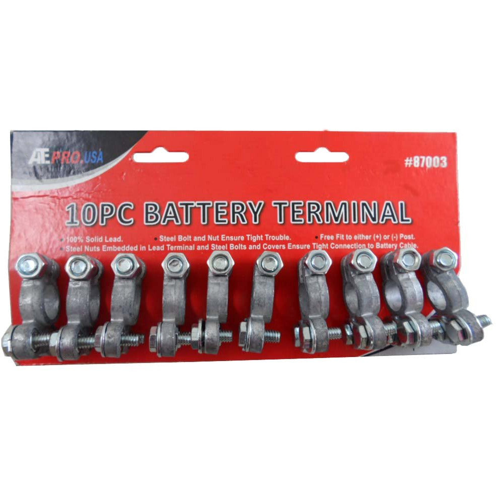 ToolUSA 10 Piece 100% Lead Battery Terminals With Steel Nuts And Bolts To Ensure Tight Connection: TA25-10-YT - TA25-10-YT - ToolUSA