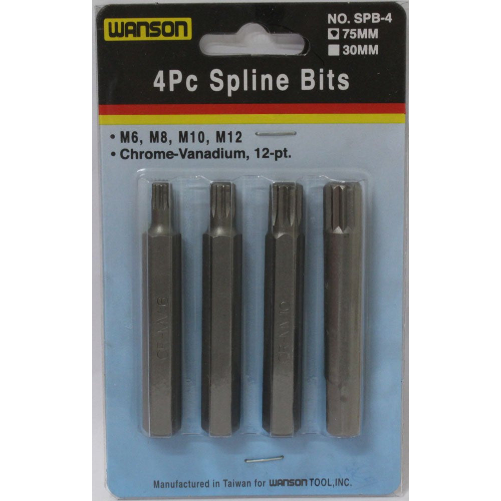ToolUSA 4 Piece Chrome Vanadium Spline Bits | 12 Points - LFOR-8243 - ToolUSA