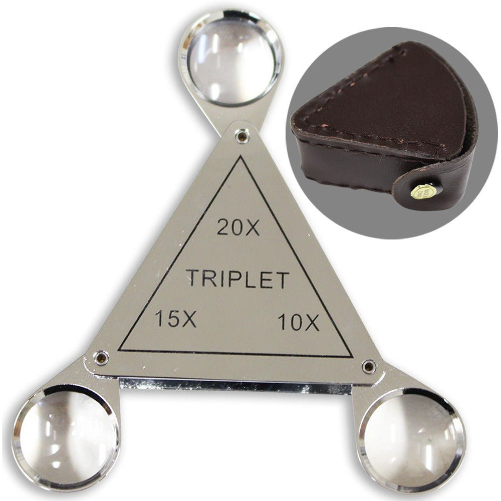 Triangular Frame Chrome Loupe - 10X, 15X, and 20X Power - MG-02530 - ToolUSA