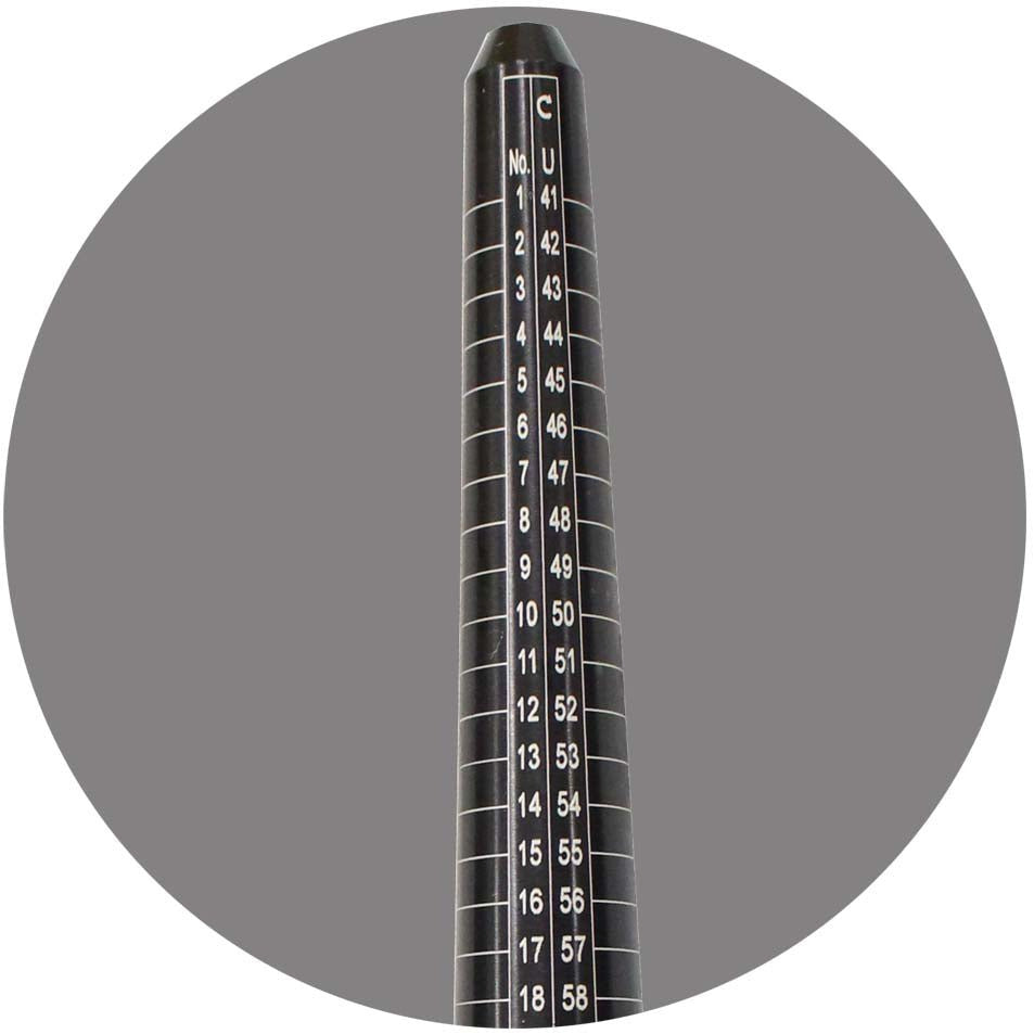 Universal Non Grooved Ring Sizer - Black Metallic - TJ-99722 - ToolUSA