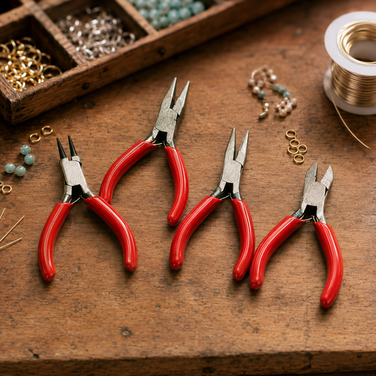 4-Piece 3-Inch Micro Pliers Set, Drop-Forged Carbon Steel Mini Long-Nose, Round-Nose, Flat-Nose and Diagonal Cutting Pliers for Jewelry and Crafts – S89-89904