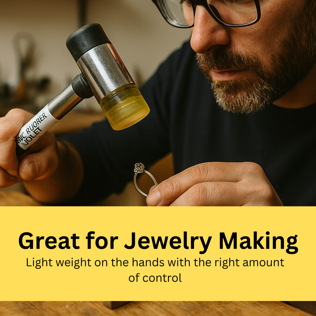 Jewelry Ring Sizing & Forming Tool Kit – Dual-Head Hammer + Steel Ring Mandrel