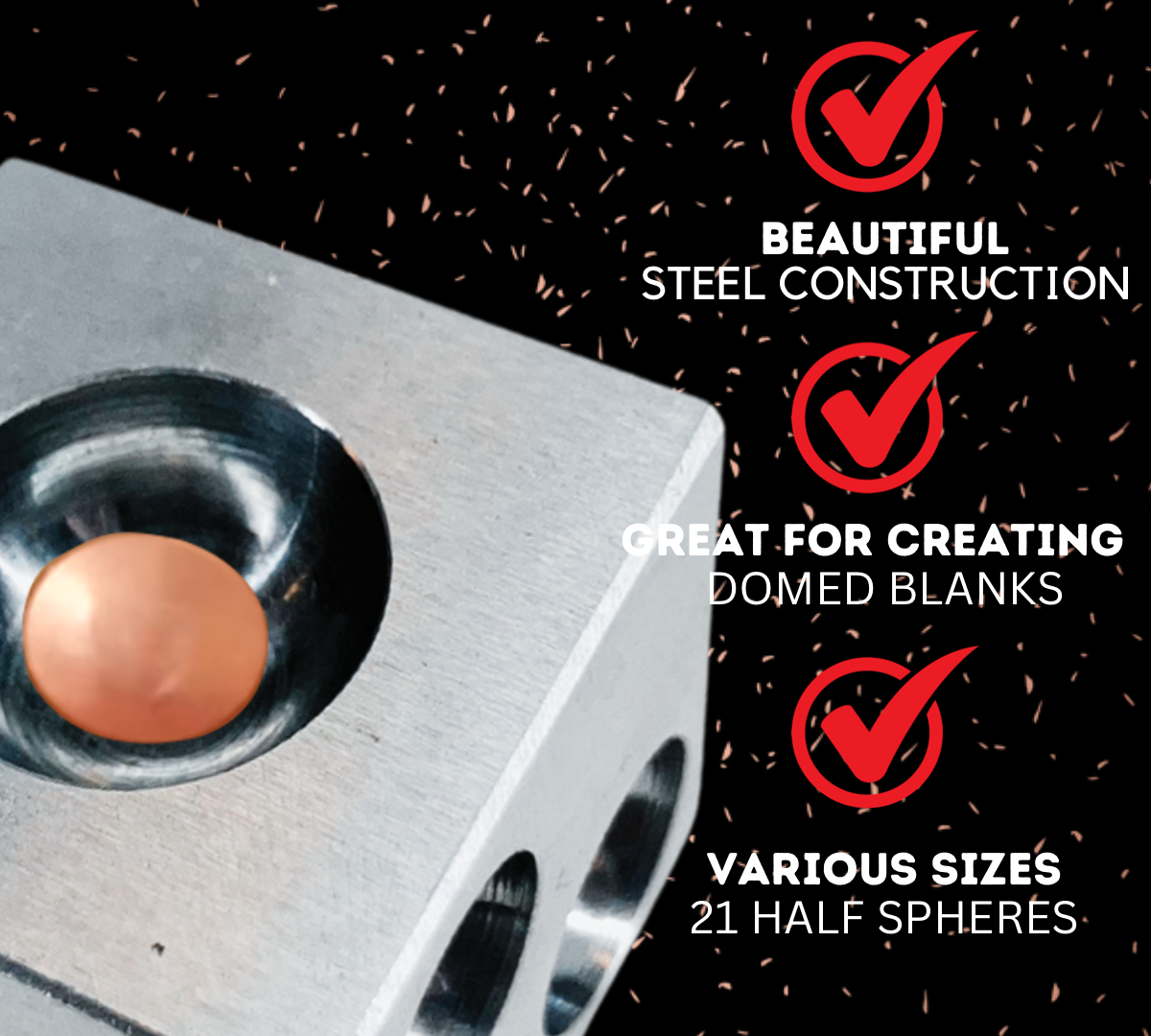 2-1/2 Inch Square Steel Dapping Block with Half-Round Shapes  - TJ-44101