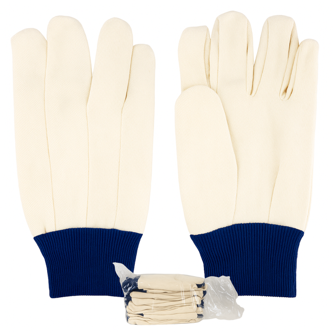 12 Pair Ladies' Cotton Canvas Gloves | Size Medium (M) | Durable & Stylish with Blue Knit Wrist | Machine Washable | Versatile Use Great For House, Yard Work, Construction