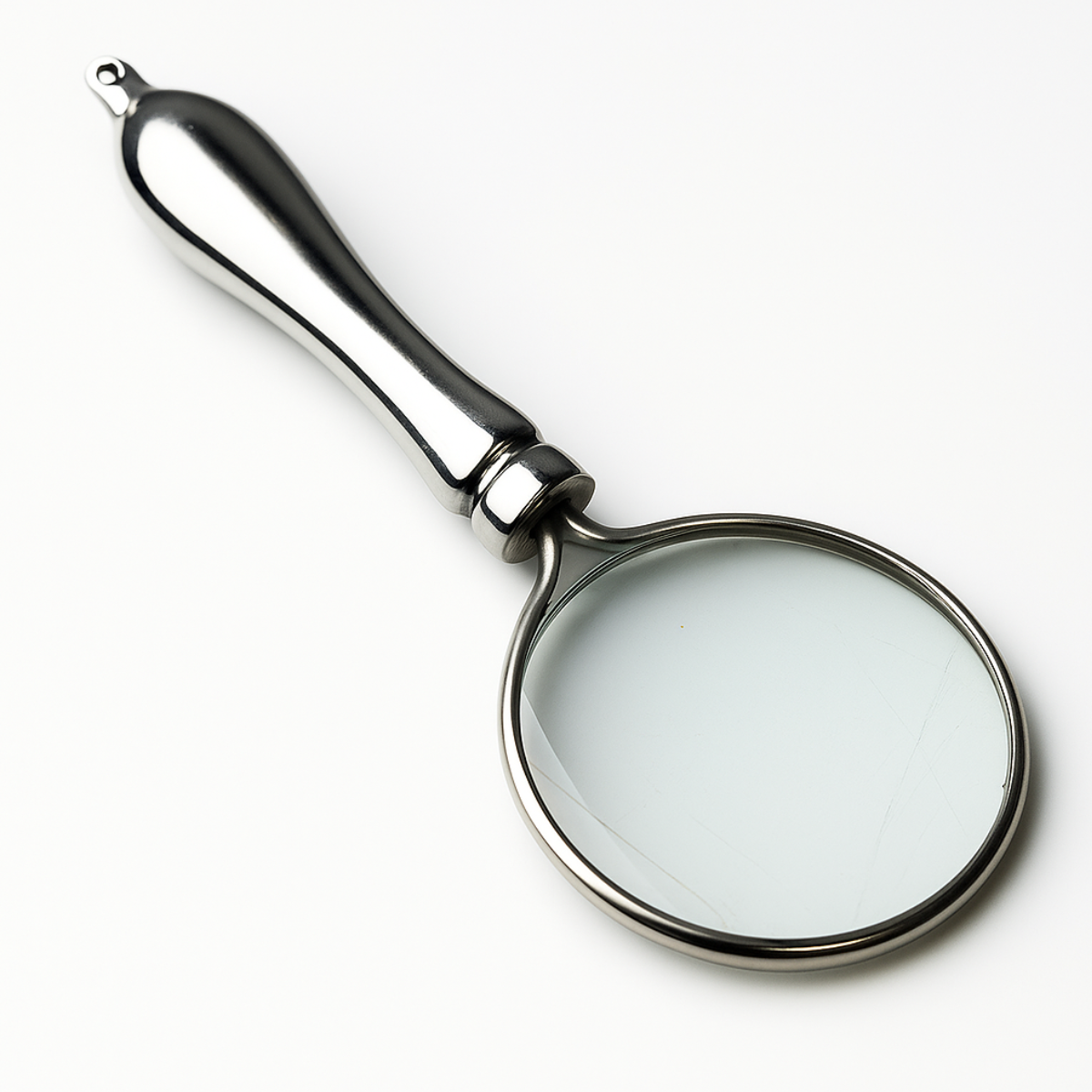 Mini Pocket Magnifier with 5X Power – 3.5" Chrome Plated Handle & Frame, Keychain/Necklace Hole, Includes Protective Pouch