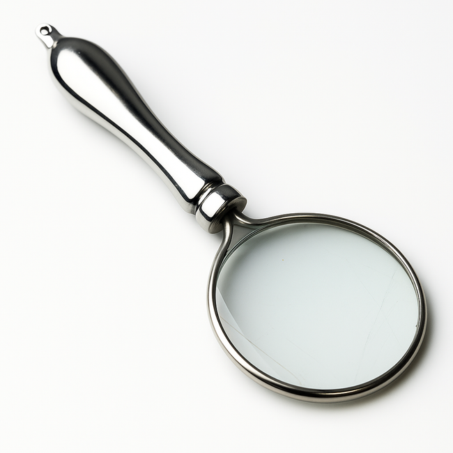 Mini Pocket Magnifier with 5X Power – 3.5" Chrome Plated Handle & Frame, Keychain/Necklace Hole, Includes Protective Pouch