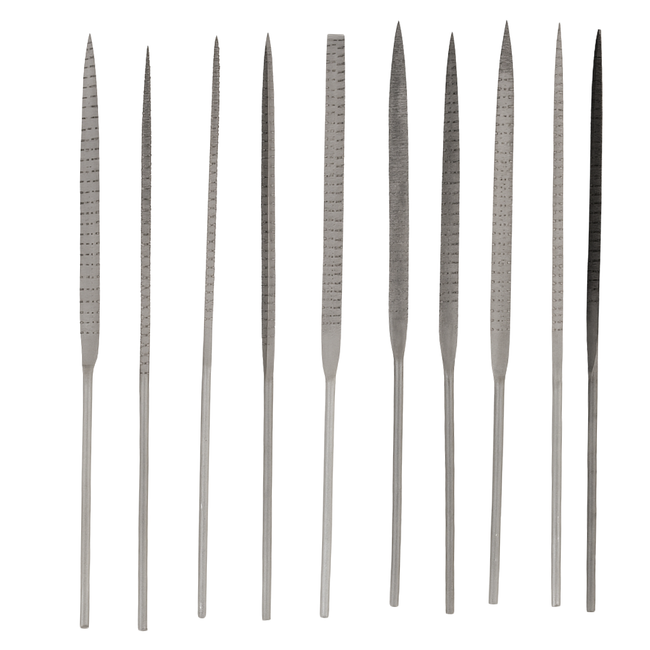 10 Piece Needle File Rasp Set – 5.5" Precision Carbon Steel Files with 10 Shapes for Metal, Wood, Jewelry, and Craft Projects – Includes PVC Pouch