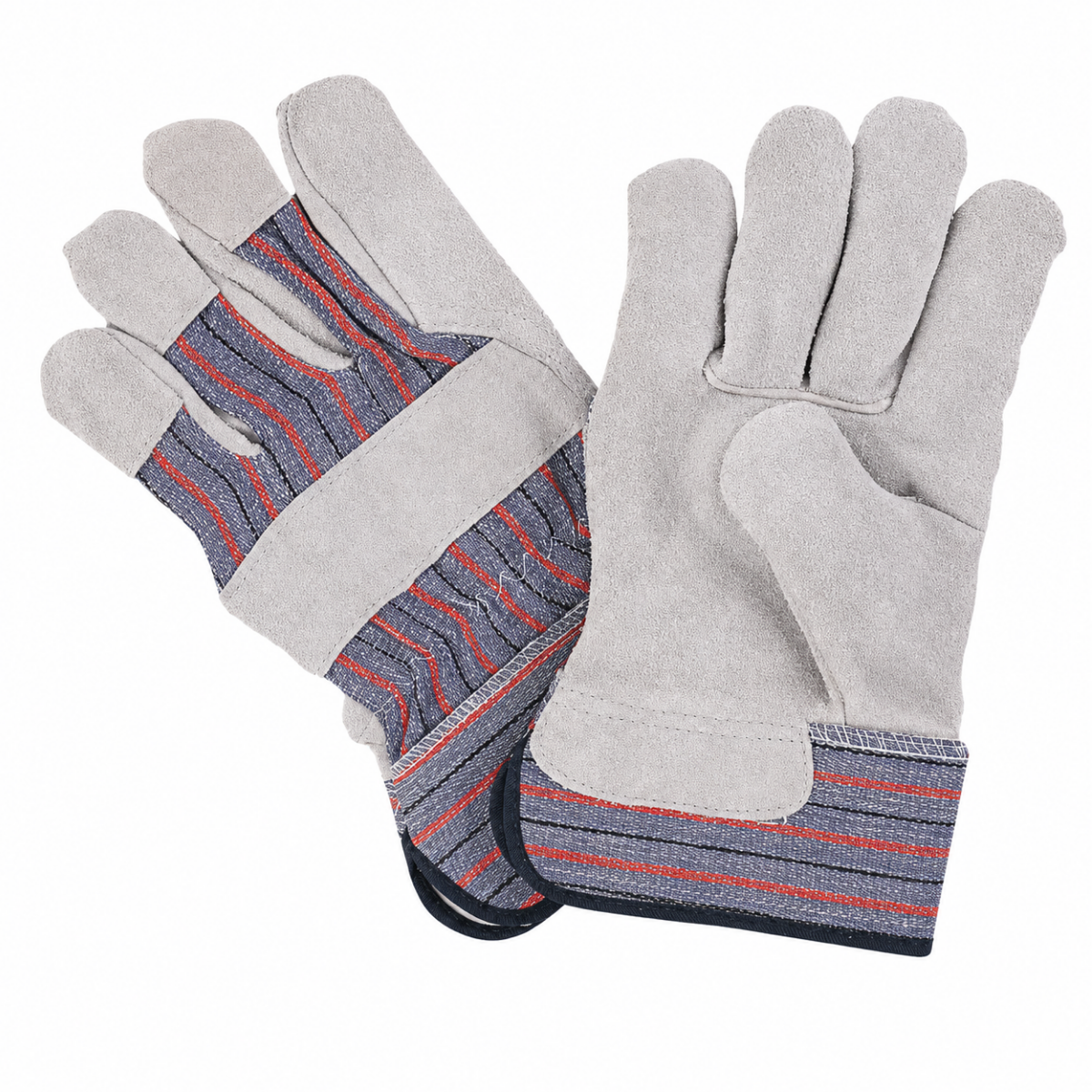 Men’s Premium Split Leather Work Gloves, Reinforced Fingertips & Knuckles, Gauntlet Cuff, Large, Gray – Heavy Duty Safety Gloves, 2 Pack – GL-04502-Z02