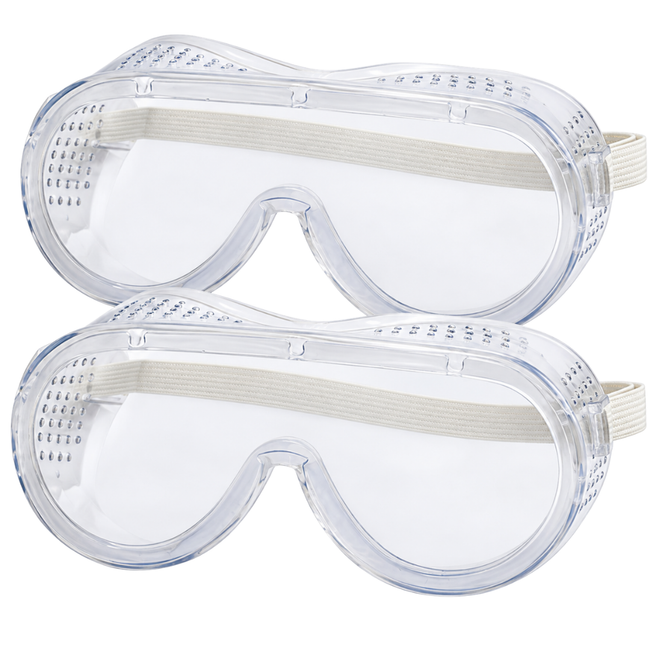 Clear Safety Goggles with Ventilation Holes and Elastic Strap, Pack of 2 – SF-88884-Z02