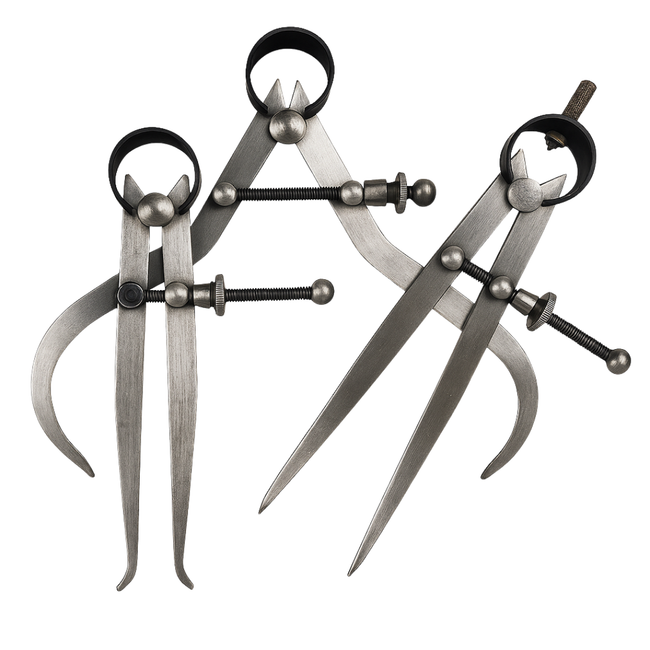 4-Inch 3 Pc. Inside, Outside & Divider Caliper Set – Hardened Steel with Locking Screw Mechanism for Accurate Measurement