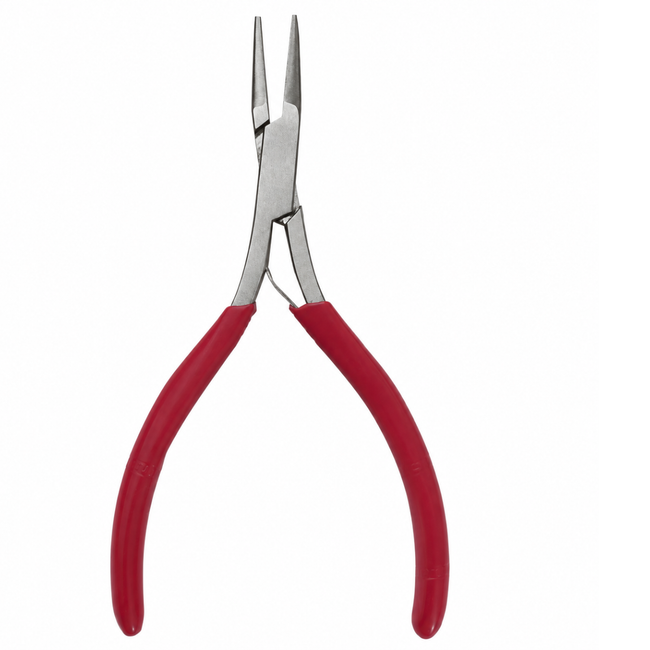 5-Inch Flat Nose Jewelry Pliers with Spring-Action Handles, Stainless Steel Jaws and Red PVC Comfort Grips for Wire Bending, Jewelry Making and Repair