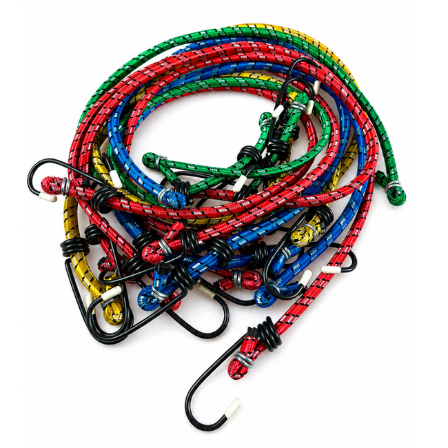 10 Piece 24" Heavy Duty Bungee Cords Set with Metal Hooks – Assorted Colors – Elastic Tie Down Straps for Cargo, Tarps, Roof Racks & Storage