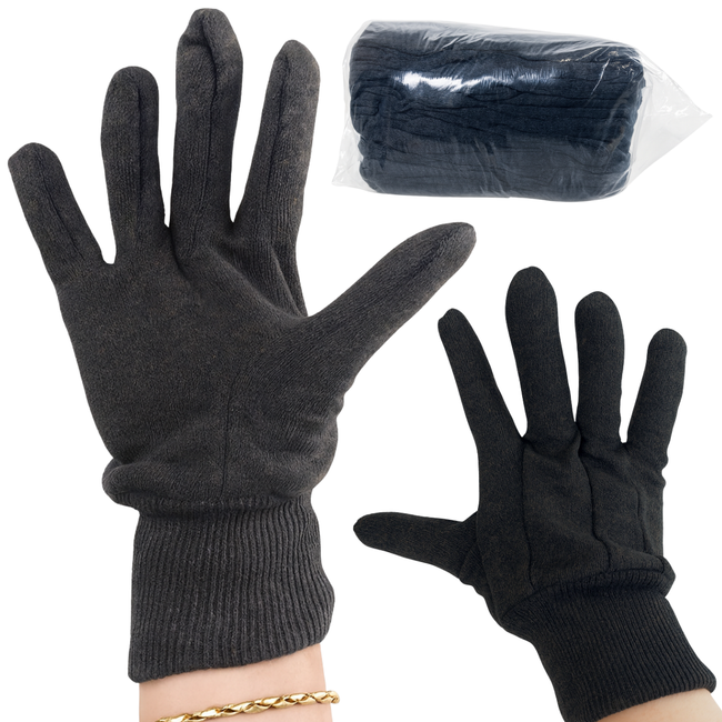 Men’s 8 oz Brown Jersey Work Gloves with Knit Wrist, Large – Cotton Gardening & Yard Gloves, Reusable, Pack of 12 (GL-07500-Z12)