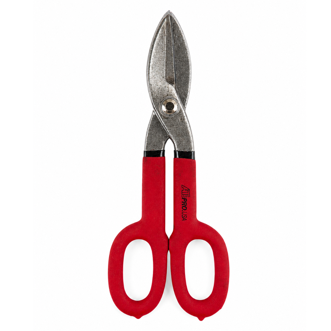 10" Tin Snips Heavy Duty – Sheet Metal Cutting Shears – Drop Forged Steel Blades – Straight, Left & Right Cuts – Non-Slip Grip Handles for Metal, Aluminum & Plastic