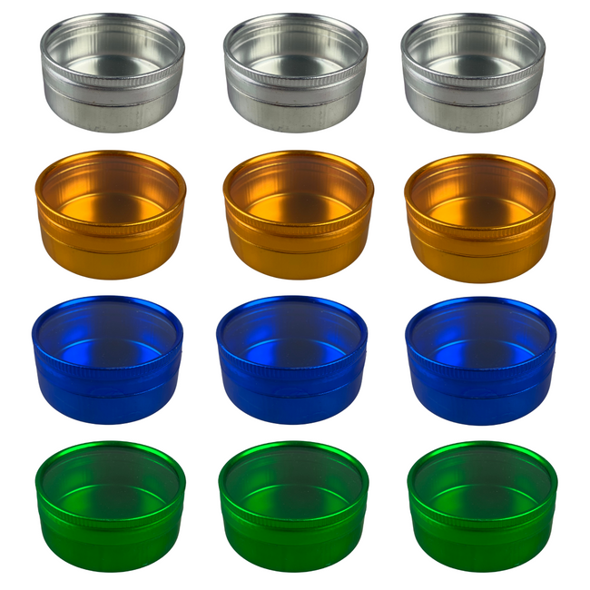12 Piece Colorful Mini Aluminum Jars with Clear Glass Lids  - TJ05-91653