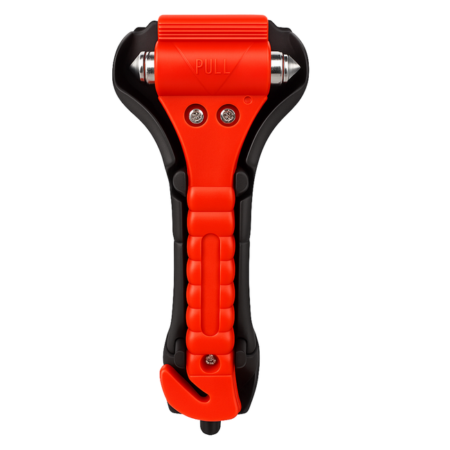 Emergency Escape Hammer with Seatbelt Cutter (Orange) – Auto Safety Tool for Car, SUV, Truck – Window Breaker with Sharp Steel Tips & Protective Holder – PH-00545