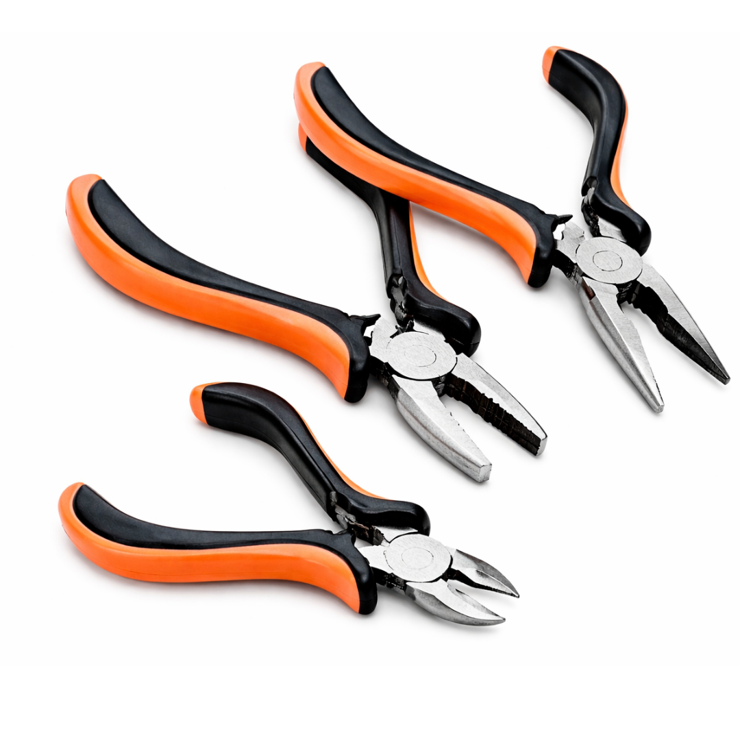 3 Piece 4.5" Mini Lineman Pliers Set – Long Nose, Linesman & Side Cutter with Comfort Grip Handles
