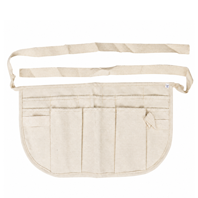 14" x 10" Heavy Canvas Waist Apron with 3 Pockets, Dual Hammer Holders, Long Tie Belt, White Utility Work Apron for Tools, Nails, Cash & Travel Valuables