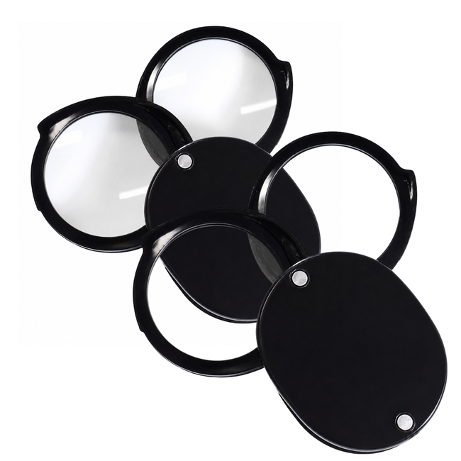 Double Lens Pocket Magnifier Loupe, 4X Each Lens, Combined 10X Power, Foldable Swivel Case, Pack of 2