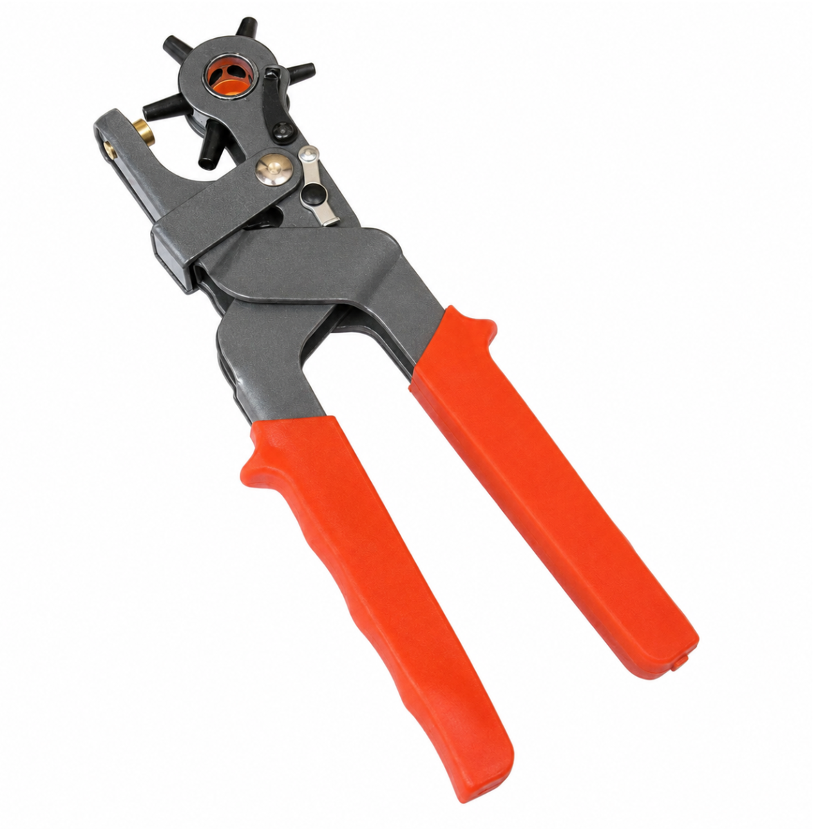Revolving Leather Hole Punch Pliers, 9.5-Inch Heavy-Duty Rotary Punch Tool with 6 Hole Sizes and Comfort Grip Handles for Belts, Shoes, Bags, Canvas and Denim – TP-04402