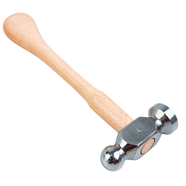 10-Inch Chasing Hammer with Forged Steel Head and Hardwood Handle, 15/16-Inch Flat Face and 5/8-Inch Rounded Peen for Metal Forming – PH-00250