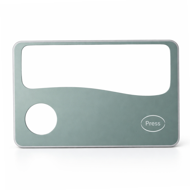 2X/4X Wallet-Sized LED Fresnel Magnifier Card, Gray – Credit Card Size Reading Magnifier with Push Button Light for Menus, Price Tags & Small Print