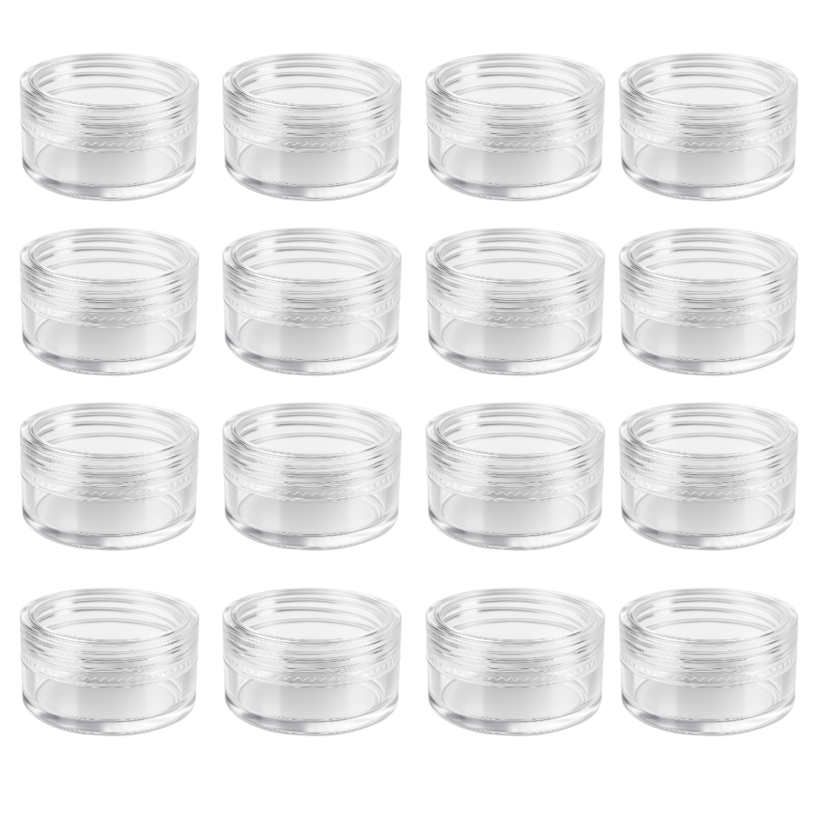 12 Piece Mini Clear Plastic Jars with Screw-On Lids  - TJ-18610