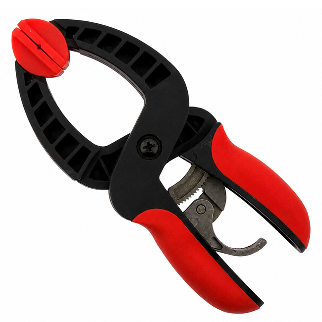 6-Inch Ratchet Spring Clamp with Quick-Release Trigger, Pivoting Jaw Pads and Comfort Grip Handles for Woodworking, Gluing, Crafts and DIY Projects
