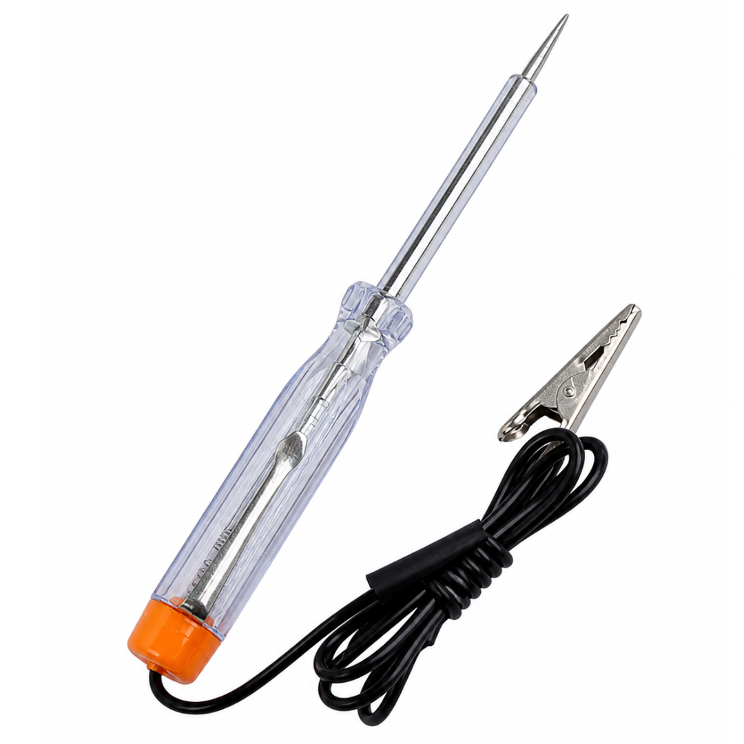 6-24V Electrical Circuit Tester Screwdriver – Automotive Voltage Test Light with Alligator Clip – Transparent Handle – Car, Truck & Motorcycle Circuit Tester