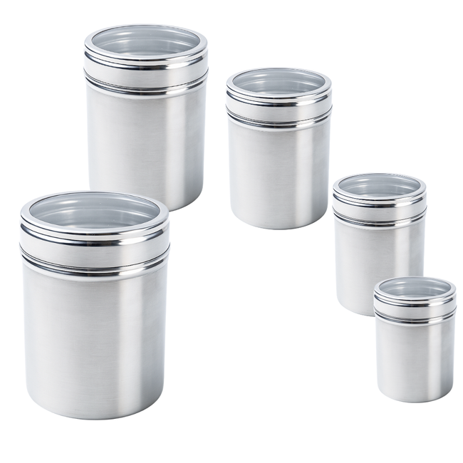 Mini Clear Stainless Steel Canister Set – Stackable Airtight Containers for Coffee, Sugar, Spices, Snacks, Crafts & More – Freshness-Sealing Lids
