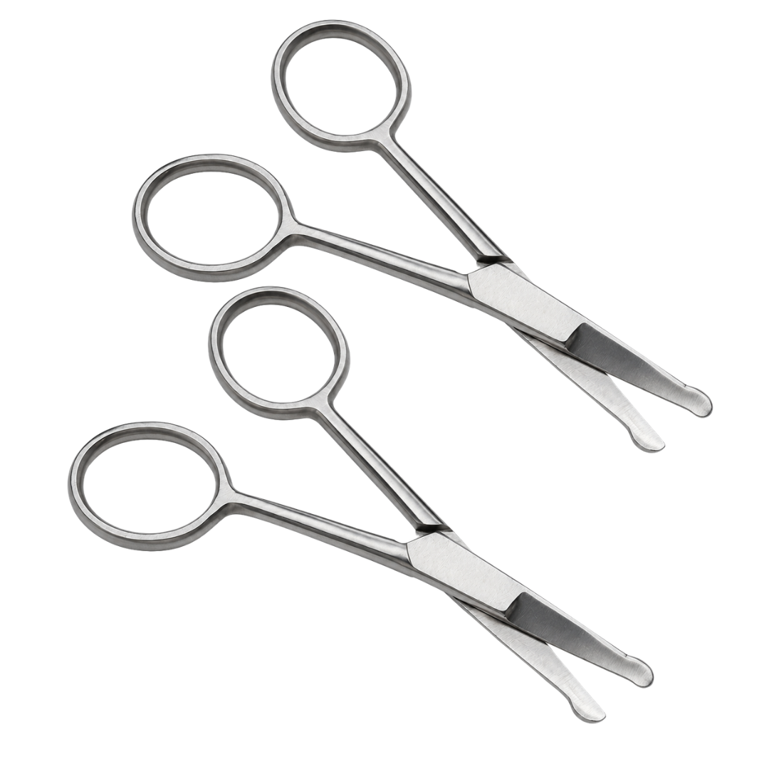 4.5 Inch Straight Ball End Safety Scissors, Pack of 2, Stainless Steel Rounded Tip Scissors for Baby Nails, Grooming, Trimming, Family Use & Delicate Skin Protection