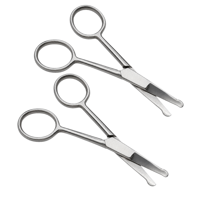 4.5 Inch Straight Ball End Safety Scissors, Pack of 2, Stainless Steel Rounded Tip Scissors for Baby Nails, Grooming, Trimming, Family Use & Delicate Skin Protection