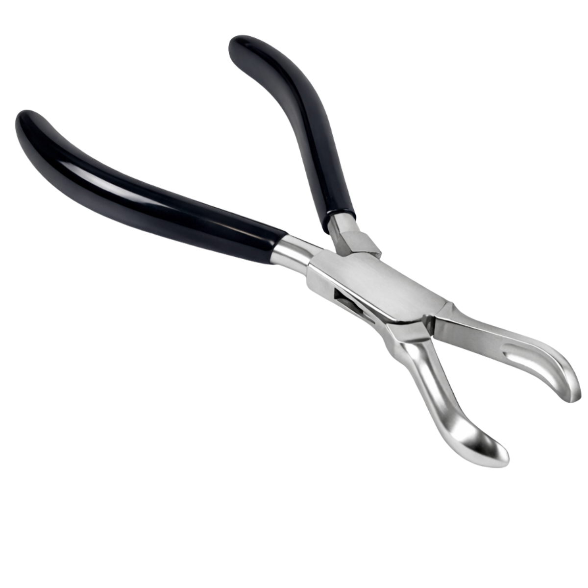 5.5" Half Round Curved Ring Holding Pliers – Double Leaf Spring, Stainless Steel, PVC Grip Handles – Jewelry Making Tool