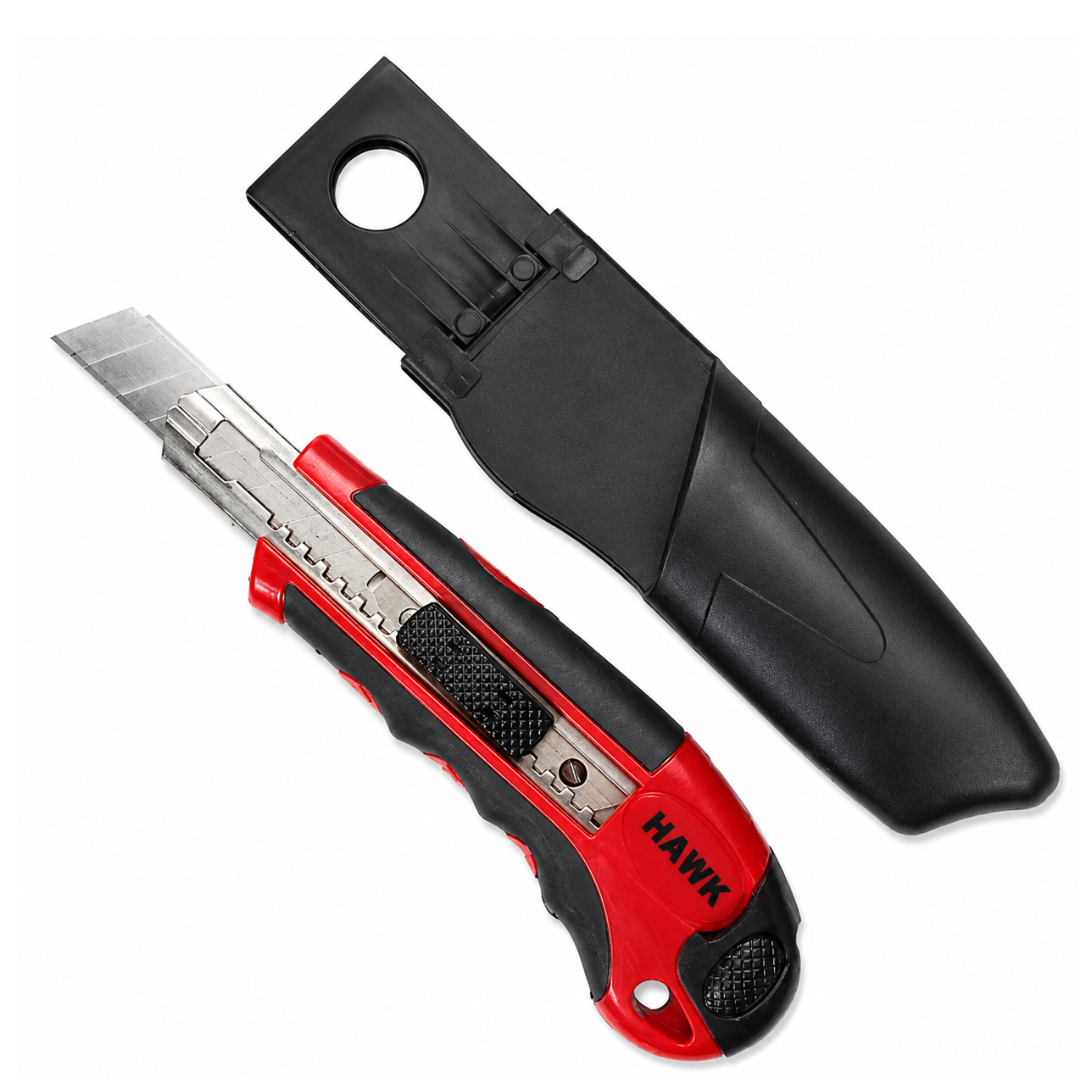 6-Blade Quick Change Snap Blade Utility Knife with Hard Case Belt Holster – PK-18170