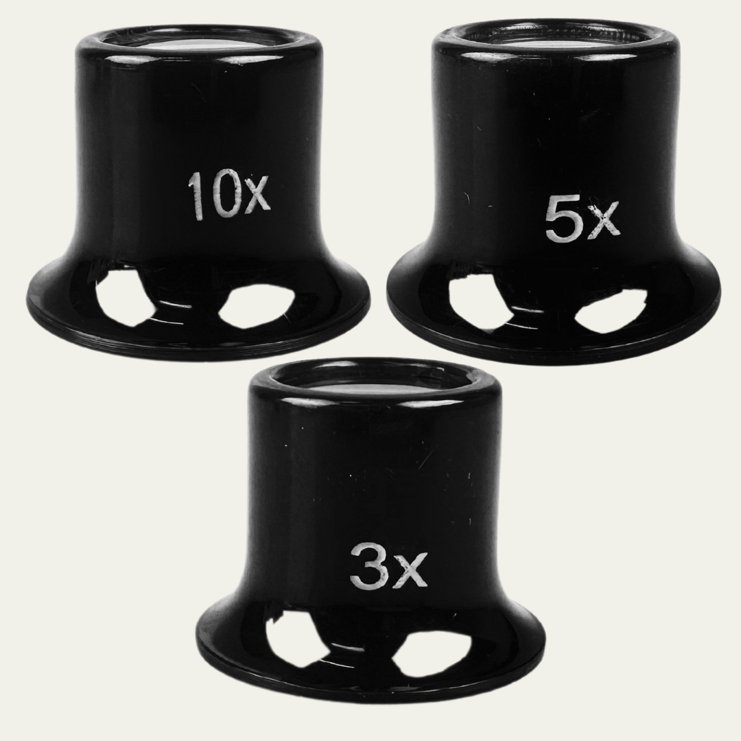 3 Piece Black Jeweler's Loupe Set - 3X, 5X and 10X Power - MG-20900