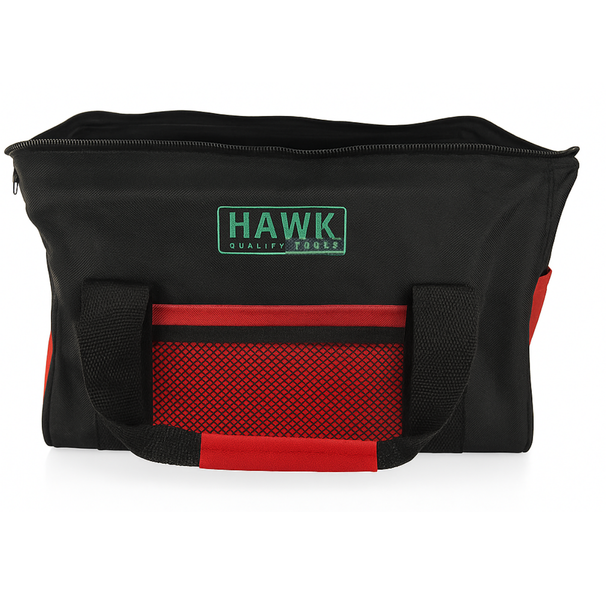 Soft-Sided Tool Bag with 21 Pockets – Opens Like a Doctor’s Bag – Black with Red Trim – 12” Compact Organizer for Hand Tools, Drill, or Craft Supplies