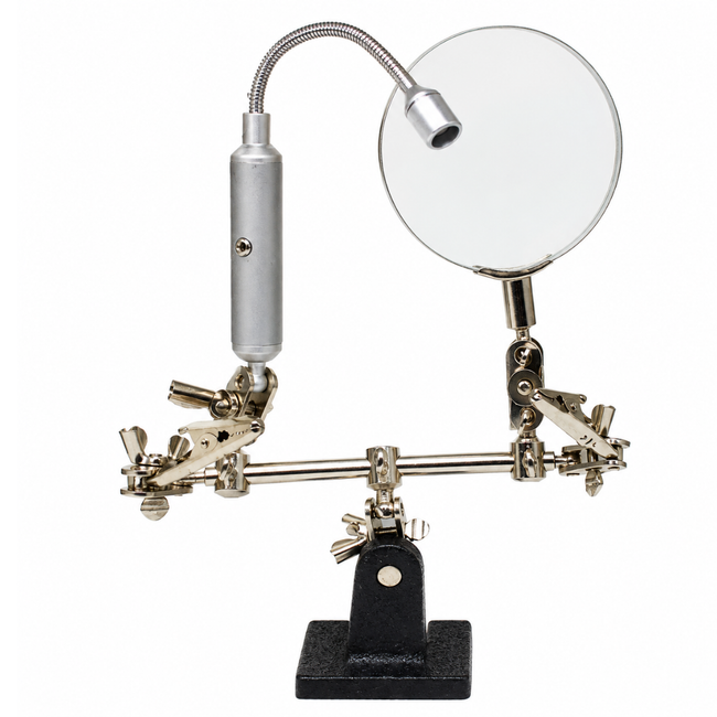 3X Power LED Illuminated Helping Hand Magnifier  - MG-15292