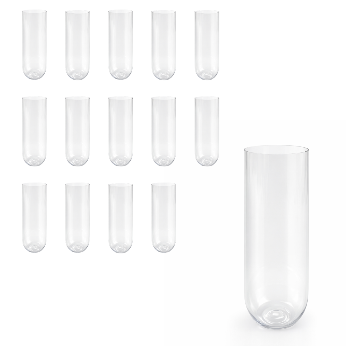 Shatterproof Champagne Flutes – 9 oz Clear Plastic Stemless Champagne Glasses, BPA-Free Reusable Party Flutes, 6" Tall – Set of 12