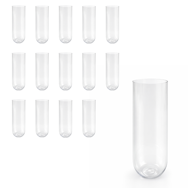 Shatterproof Champagne Flutes – 9 oz Clear Plastic Stemless Champagne Glasses, BPA-Free Reusable Party Flutes, 6" Tall – Set of 12