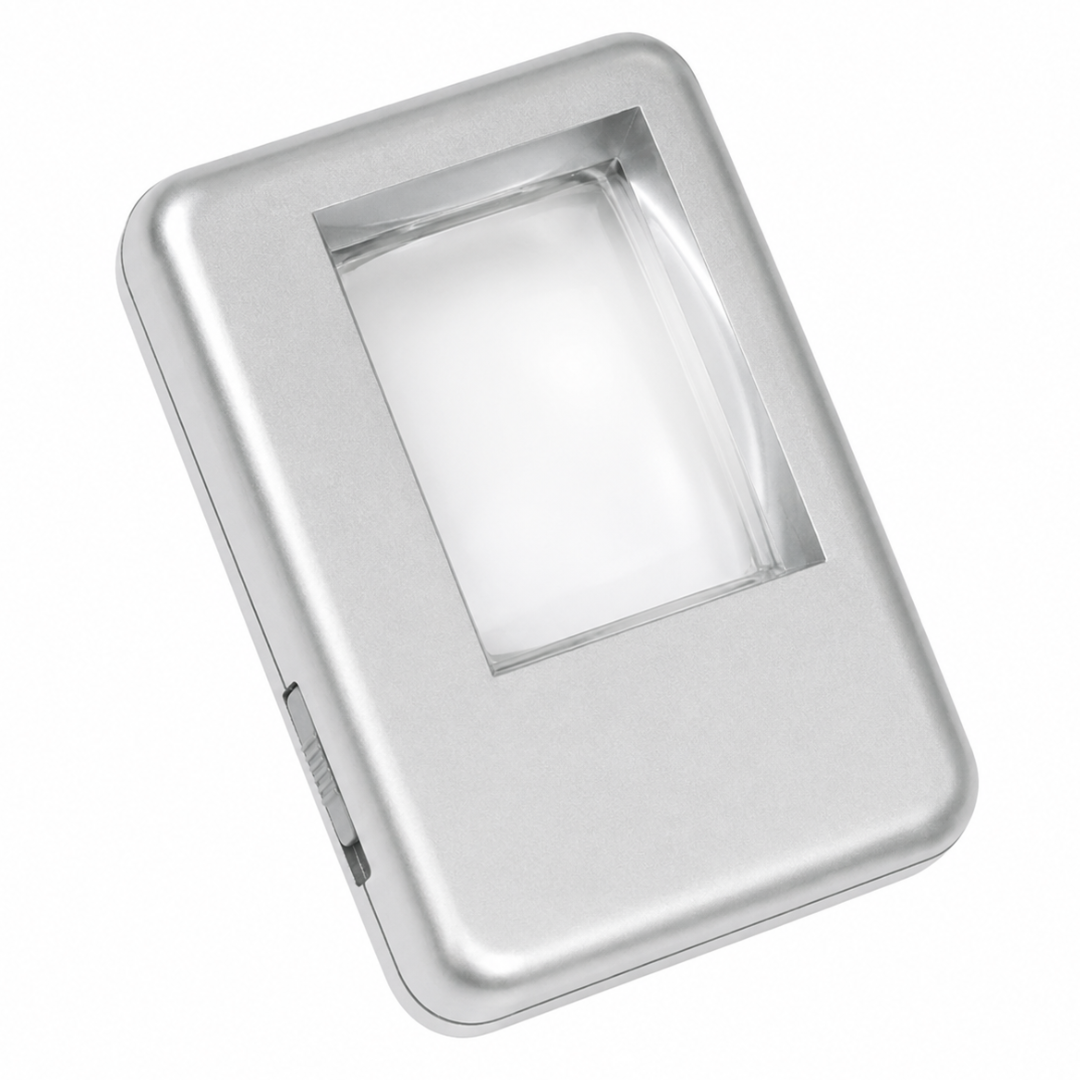 3X Illuminated Pocket Travel Magnifier with Light, Handheld Reading Lens with Black Pouch & 2 AAA Batteries, Compact Magnifying Glass for Receipts, Menus, Fine Print, Theater & Restaurant Use