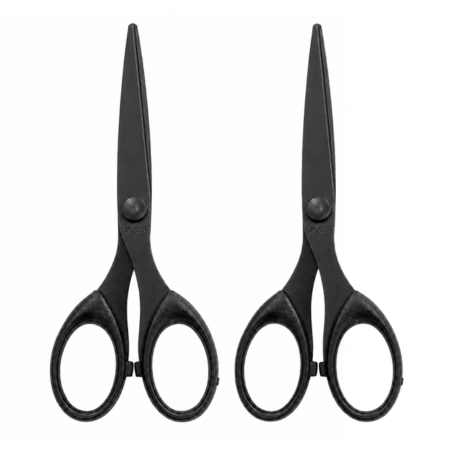 6.5 Inch Non-Stick Craft Scissors, Black Stainless Steel Precision Scissors for Scrapbooking, Tape, Paper, Jewelry Making, Hobbies & DIY Projects, Ambidextrous Handles, Pack of 2