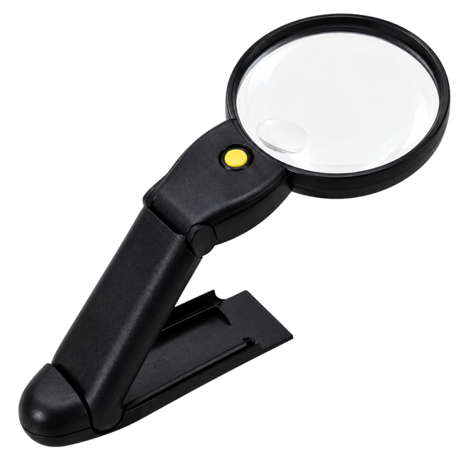 2X/4X LED Lighted Magnifier with 3.5" Lens & Angled Hands-Free Stand – MP-14543