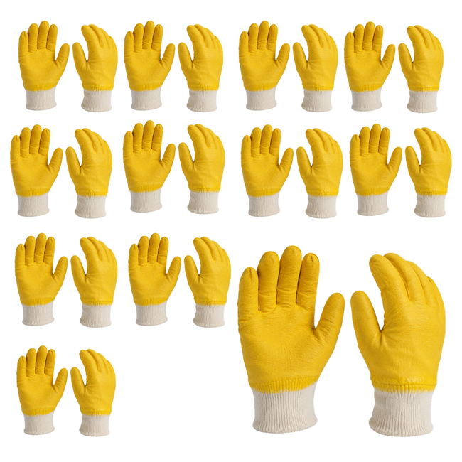 Crinkle Finish Latex Coated Work Gloves with Jersey Lining & Knit Wrist - Large (Pack of 12) - GL-19700-Z12