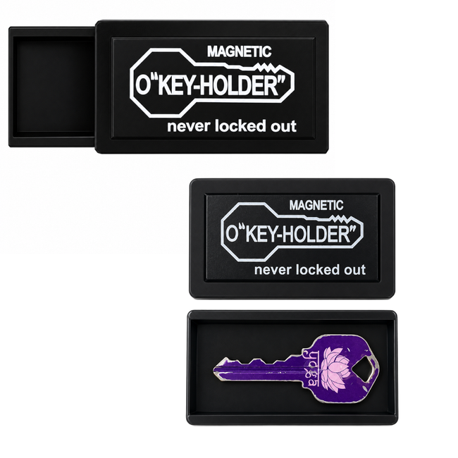 2 Pack Magnetic Hide-A-Key Holder with Sliding Lid – Spare Key Storage Box, Black
