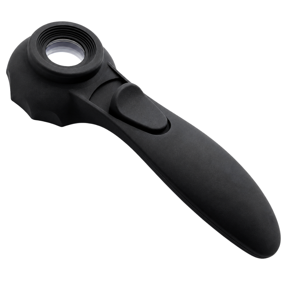 6.25" LED Illuminated Jeweler’s Magnifier – 30X Power, 20mm Lens, 6 Ultra Bright LEDs, Dual Light Mode, Lightweight Handheld Loupe for Jewelry, Coins, Inspection – Black (MG-002720)