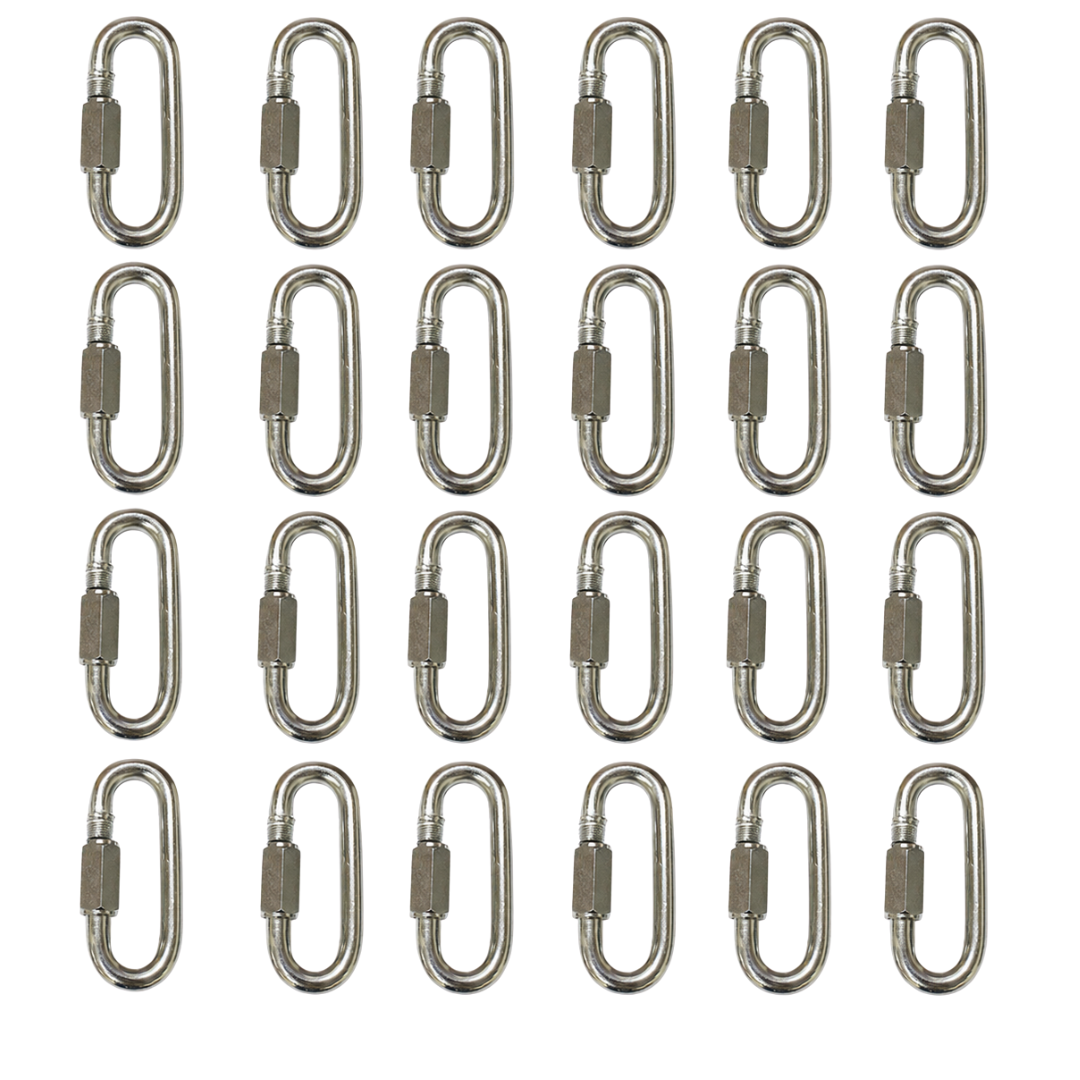 1/4 Inch Quick Links, 25-Pack – Steel Chain Connectors with Threaded Screw Closure for Chains, Cables, Eye Loops and General Hardware Applications