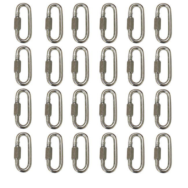 1/4 Inch Quick Links, 25-Pack – Steel Chain Connectors with Threaded Screw Closure for Chains, Cables, Eye Loops and General Hardware Applications