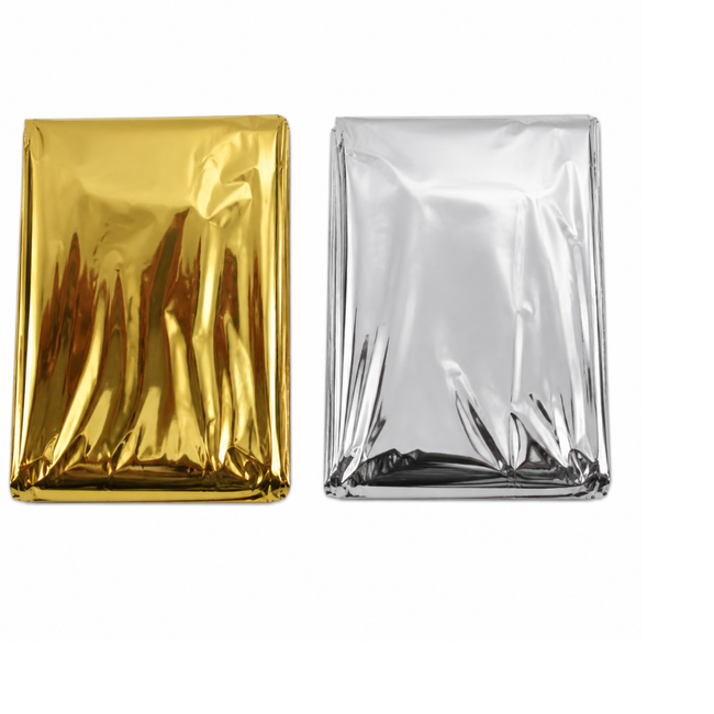 2-in-1 Reflective Gold and Silver 52 x 84 Inch Mylar Emergency Blanket (Pack of: 2) - TC-50503-Z02