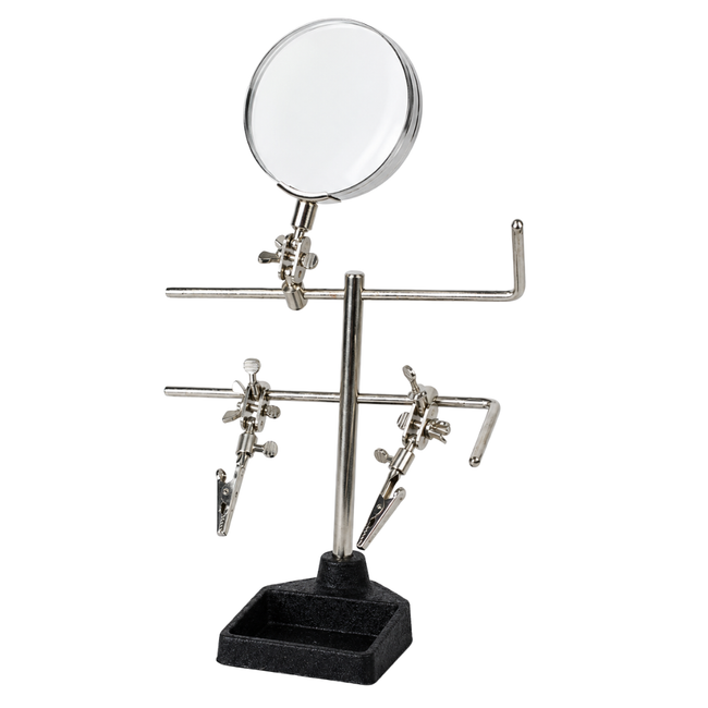 Helping Hand 2X Magnifier with Weighted Cast Iron Base, Adjustable Alligator Clips & 3.5-Inch Lens for Jewelry Repair, Electronics, Crafts, Soldering & Hobby Work