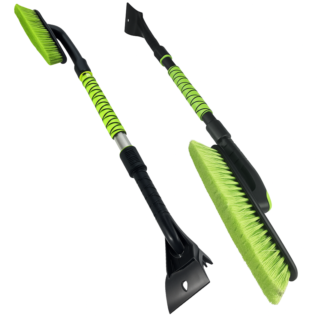 47.5" Extendable Snow Brush with 360° Rotating Head & Ice Scraper – 2-in-1 Car Snow Removal Tool with Soft PVC Bristles & EVA Foam Grip – Adjustable Telescopic Handle